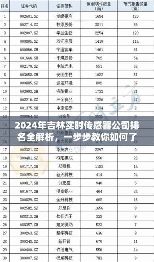揭秘吉林实时传感器公司排名全解析，评估方法与行业洞察